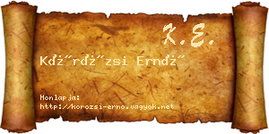 Körözsi Ernő névjegykártya